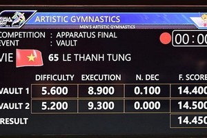 Results of Vietnamese gymnast Le Thanh Tung at the 29th SEA Games (Photo: VNA)