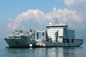 Royal Canadian Navy Ship Calgary and tanker MV Asterix