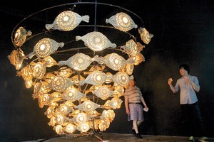 The first prize-winning art work titled "Nhung doi mat phu sa" (alluvial eyes) in the 4th HCM City Biennale Art Exhibition 2017