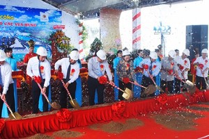 Attending at the groundbreaking ceremony