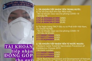 Bank accounts that receive support for COVID-19 vaccine fund (Photo: VNA)