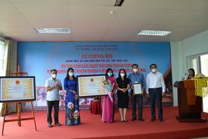 At the ceremony receiving Certificate of recognizing national intangible cultural heritage of Ruou Can (tube wine) of the S'Tieng ethnic people in Binh Phuoc