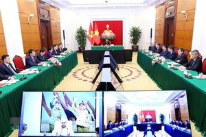 At the online talks between the Vietnamese and Cuban Party officials. (Photo: VNA)