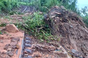 A landslide on a railway section in Danang
