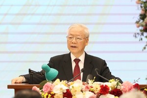 Party General Secretary Nguyen Phu Trong speaks at the ceremony. (Photo: SGGP)