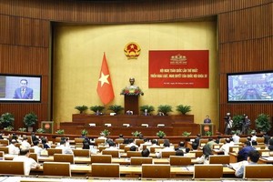 An overview of the first national conference on the enforcement of laws and resolutions of the 15th legislature. (Photo: VNA)