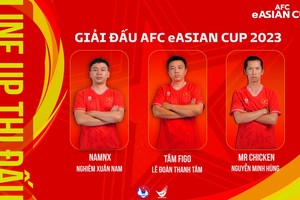 Three Vietnamese players attend the first Asian e-football tournament. (Photo: vff.org.vn)