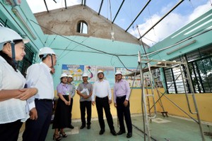The Ly Nhon Primary School's roof is blown on September 4. (Photo: SGGP)