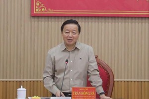 Deputy Prime Minister Tran Hong Ha speaks at the conference held in Ca Mau province on October 17. (Photo: SGGP)