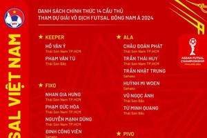 The 14-player roster for the 2024 Southeast Asia Futsal Championship. (Photo: VFF)