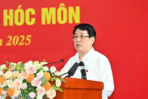 State President Luong Cuong delivers his speech at the meeting. (Photo: SGGP)