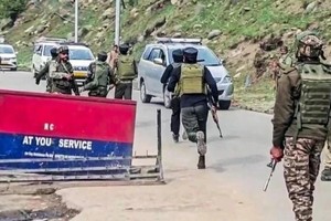 Indian security officers are deployed to the scene (Photo: ANI)