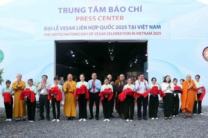 Delegates at the press centre of the UN of Vesek celebration in Vietnam 2025 (Photo: VNA)
