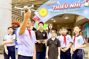 Young students explore drone technology at Ho Chi Minh City Children's House.