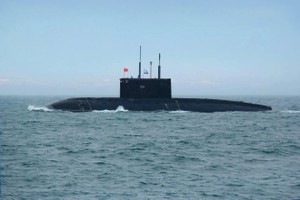 A Kilo-class submarine operated by the Vietnamese navy is seen in Khanh Hoa Province, south-central Vietnam.