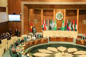 State President Luong Cuong delivers a policy address at the League of Arab States’ headquarters in Cairo on August 4. (Photo: Nhandan)