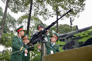 The 12.7mm NSV anti-aircraft machine gun with an effective range of 1,500 meter