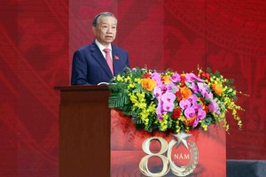 Party General Secretary To Lam speaks at the ceremony marking the 80th anniversary of the Vietnam People's Public Security Forces (August 19, 1945 – 2025) and the 20th anniversary of the All-People Security Safeguard Festival (August 19, 2005), in Hanoi on August 17. (Photo: VNA)