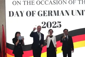 The meeting to commemorate the 35th anniversary of the reunification of the Federal Republic of Germany (October 3, 1990–2025) is held at Deutsches Haus (German House) in Ho Chi Minh City on October 4. (Photo: SGGP)