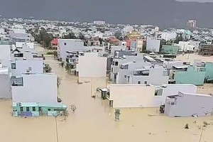 An overview of flood-hit areas in Hoai Nhon Dong ward, Gia Lai province. (Photo: VNA)