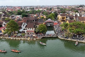 Hoi An Ancient Town along the Hoai River, seen from above