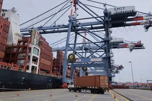 Cargo being transported to the berth at Cai Mep International Terminal (CMIT)