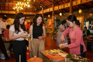 Residents and visitors explore culinary offerings at the festival.