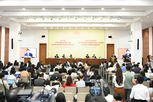 At the press briefing on the 16th National Assembly's first session in Hanoi on April 3. (Photo: SGGP)