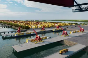 Perspective rendering of the Can Gio International Transshipment Port