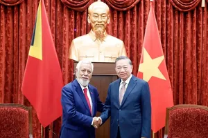 General Secretary of the Communist Party of Vietnam (CPV) Central Committee and State President To Lam (right) and Prime Minister of Timor-Leste Kay Rala Xanana Gusmão at their meeting in Hanoi on June 10 (Photo: VNA)