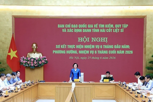 Deputy Prime Minister Pham Thi Thanh Tra chairs the hybrid mid-year review conference of the National Steering Committee for the Search for, Recovery and Identification of Martyrs’ Remains on June 25. (Photo: VNA)