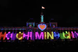 A spectacular 3D mapping performance celebrates the 50th anniversary of Ho Chi Minh City. (Photo: SGGP)