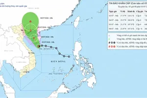 Storm No. 1's position and forecast track as of 4:00 a.m. on July 3. (Source: National Center for Hydro-Meteorological Forecasting)