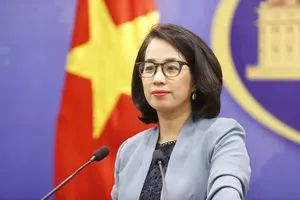 Spokeswoman of the Vietnamese Ministry of Foreign Affairs Pham Thu Hang speaks at the press conference on July 9. (Photo: VNA)