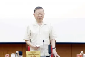 Party General Secretary and State President To Lam speaks at the working session with relevant agencies on developing the national maritime industry in Hanoi on July 14. (Photo: SGGP)