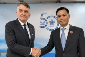 Deputy Minister of Foreign Affairs Dang Hoang Giang (right) and UNRWA Acting Commissioner-General Christian Saunders (Photo published by VNA)