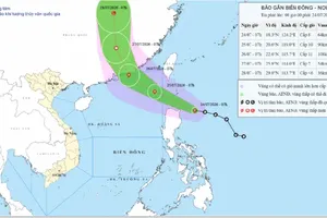 Storm track map as of the morning of July 24 and forecast model by the National Center for Hydro-Meteorological Forecasting