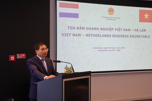 On July 30, in Amsterdam, Deputy Prime Minister Nguyen Van Thang chairs a roundtable discussion with leading Dutch businesses. (Photo: VNA)