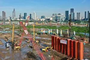 Construction site of the New Administrative Center and Central Square project in Thu Thiem New Urban Area in An Khanh Ward, Ho Chi Minh City (Photo: SGGP)