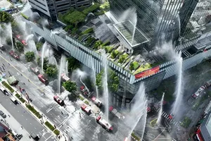 Firefighting drill at Saigon Centre building, July 26, 2023 (Photo: SGGP)