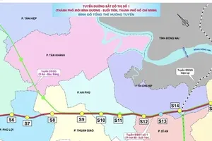 Proposed alignment map of the Binh Duong New City–Suoi Tien urban railway. (Photo: CONSULTANT UNIT)