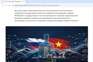 The article on Vietnam’s technology policies published by news portal www1.ru (Screenshot photo)