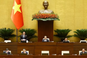 NA Vice President Nguyen Hong Dien moderates the session. (Photo: VNA)