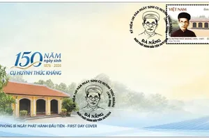Commemorative postage stamps marking 150th birth anniversary of Huynh Thuc Khang are released. (Photo: SGGP)