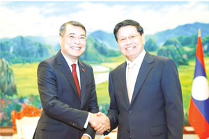 Vietnamese Prime Minister Le Minh Hung (left) meets with General Secretary of the Lao People’s Revolutionary Party (LPRP) Central Committee and President of Laos Thongloun Sisoulith in Vientiane on October 8, 2026. (Photo: VNA)