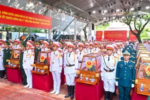 Forces rehearse the ceremonial processional for returning martyrs' remains to the Ho Chi Minh City Martyrs' Cemetery. (Photo: SGGP)
