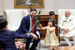 Thủ tướng Ấn Độ Narendra Modi tiếp Phó Tổng thống Mỹ JD Vance và gia đình. Ảnh: GETTY IMAGES