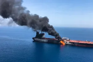 Mỹ nhiều lần cáo buộc Iran tấn công tàu chở dầu khu vực vùng Vịnh. Ảnh: EPA/AA