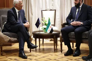 Chủ tịch Hội đồng châu Âu Antonio Costa gặp Tổng thống lâm thời Syria Ahmad al-Sharaa năm 2025. Ảnh: ANADOLU