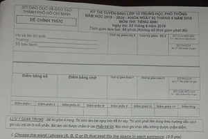 Sở GD-ĐT TPHCM xác nhận đề thi tuyển sinh lớp 10 môn tiếng Anh có sai sót